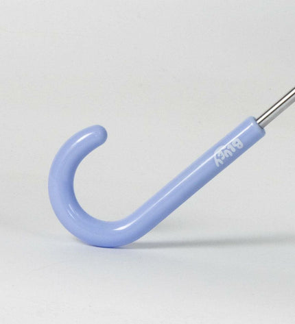 Bluey blue umbrella with 71 cm diameter, featuring a compact 45 cm design, for luggage and rain protection.