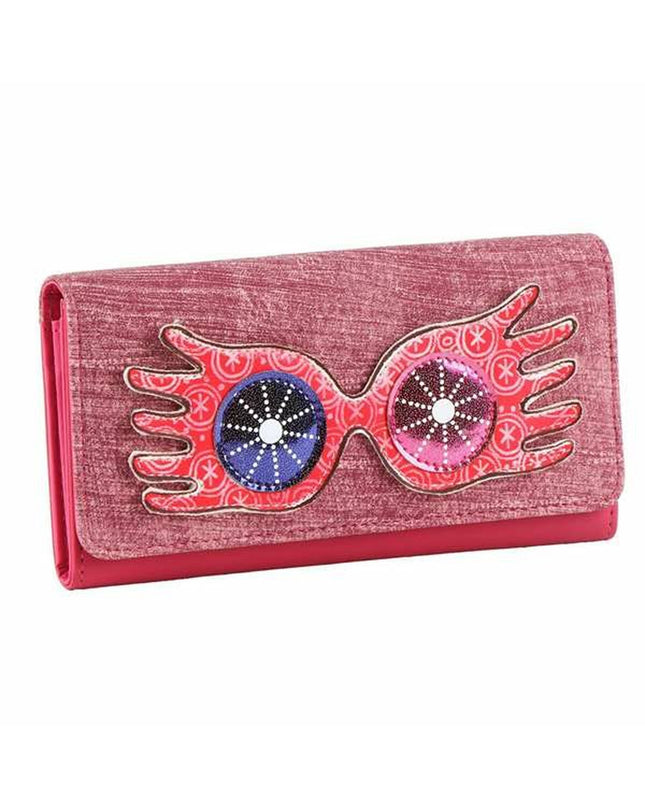 Fuchsia Harry Potter wallet with cardholders and compartments, featuring iconic Harry Potter branding and design.