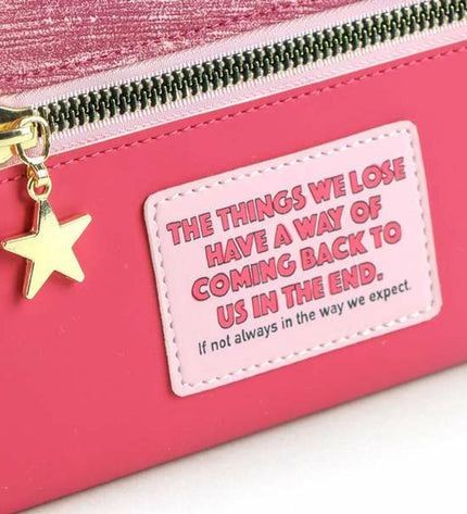 Harry Potter fuchsia wallet with cardholder and compartment, featuring magical Harry Potter-themed design and branding.