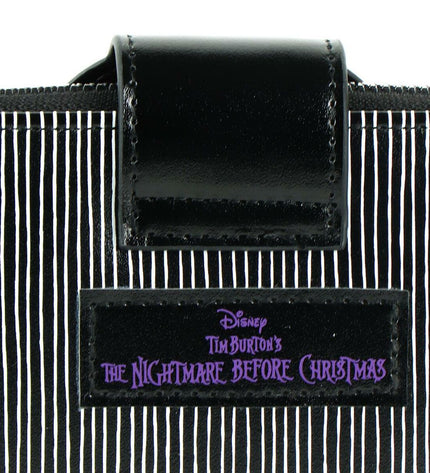 Black Nightmare Before Christmas wallet featuring Jack Skellington design, with card slots and a compact, stylish appearance.