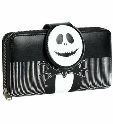 Black The Nightmare Before Christmas wallet with themed design, featuring a compact wallet and cardholder in a stylish bagage style.