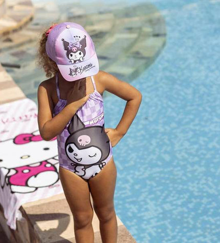 Hello Kitty girls' swimwear, sporty and waterproof, featuring colorful Hello Kitty design for outdoor watersports.
