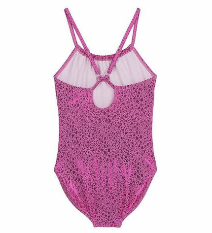 Pink Barbie girls' swimsuit for 5-year-olds, suitable for sports, outdoor, and watersports, featuring the Barbie brand.