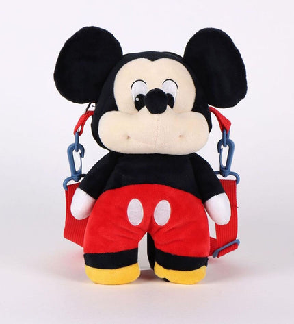 Soft Mickey Mouse backpack toy featuring colorful details, ideal for children's play and imaginative adventures.