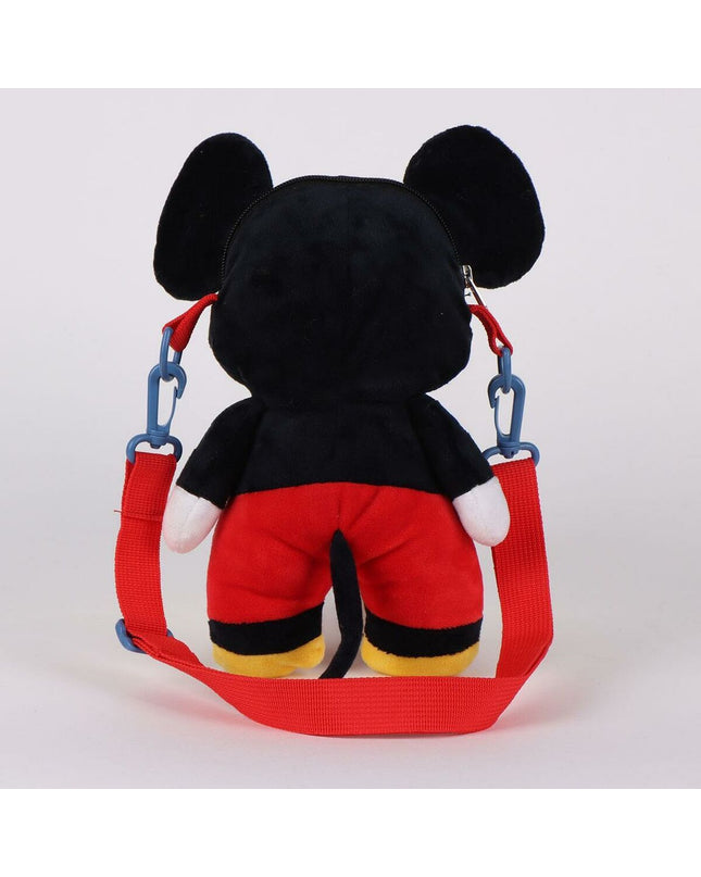Soft Mickey Mouse backpack for children, featuring a plush toy design with colorful details and adjustable straps.