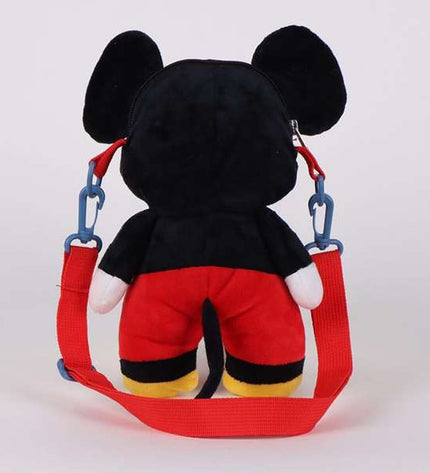 Soft Mickey Mouse backpack toy, featuring a plush Mickey Mouse design, ideal for children’s play and cuddling.