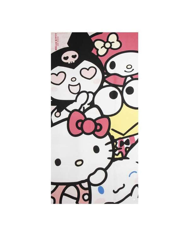 Light pink Hello Kitty bath towel with character print, 70x140 cm, ideal for home and kitchen use.