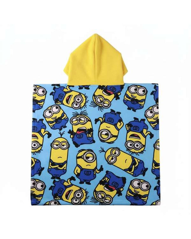 Minions-themed hooded poncho towel for kids, 55 x 77 cm, soft bath and home accessory with colorful Minions design.