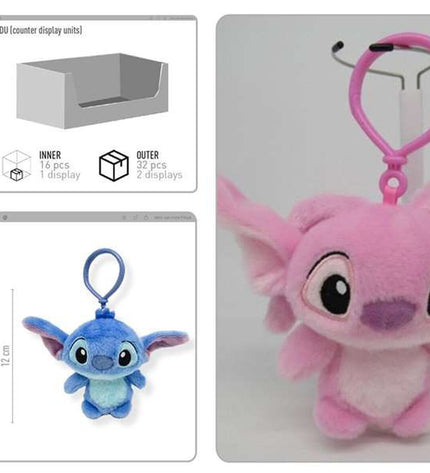 Pink Stitch plush keychain featuring a cute, cuddly stuffed animal from the Stitch brand, perfect as a playful gift or accessory.