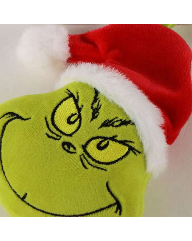 Green Grinch plush keychain toy, featuring a playful Grinch character, ideal for fun gifts and accessories