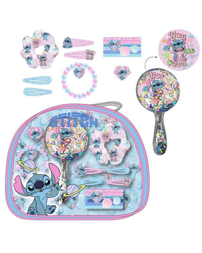 Stitch beauty set toy with imitation makeup tools, in a 25x20.5x5 cm box, designed for pretend play and imaginative fun.