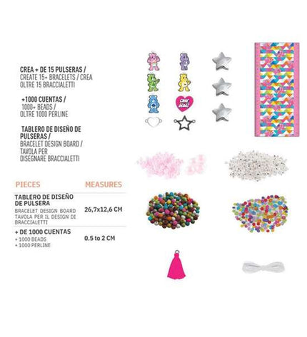 Care Bears bracelet making kit with colorful beads and charms, perfect for creative jewelry crafts for kids.