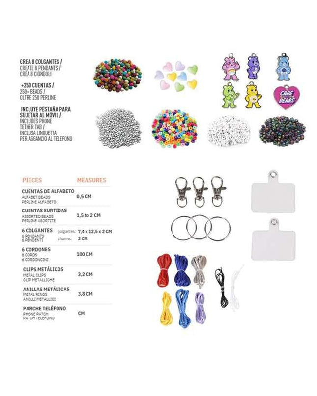 Care Bears DIY bracelet making kit with colorful beads and charms, ideal for creative activities and playful crafting.