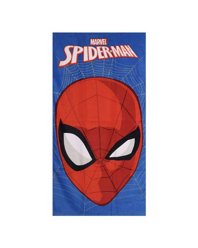 Blue Spider-Man beach towel featuring Spider-Man character, 70 x 140 cm, ideal for bath or pool use.