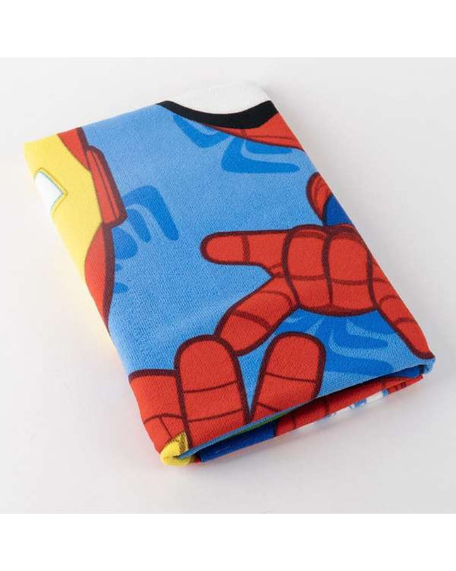 Blue Spidey beach towel with Spider-Man design, measuring 70 x 140 cm, ideal for bath or home use.
