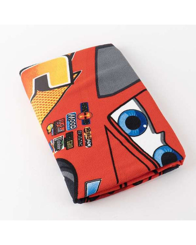 Cars brand red bath towel with 70x140 cm size, featuring a car design, suitable for home and kitchen use.