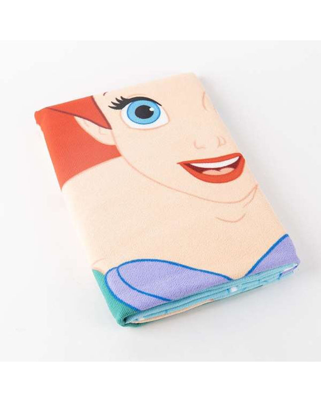 Princess blue beach towel with 70x140 cm size, featuring a soft, absorbent fabric and vibrant princess-themed design.