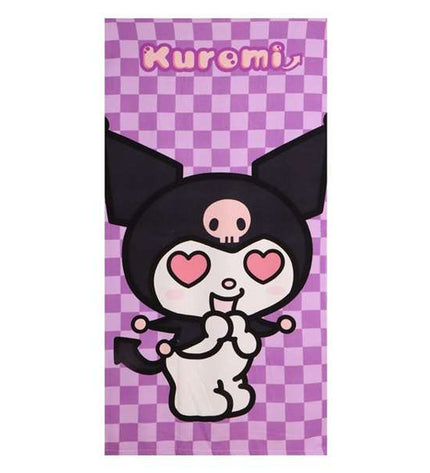 Hello Kitty purple hooded poncho towel for kids, 70x140 cm, soft and absorbent for bath and swimming use.