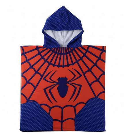 Red Spider-Man hooded poncho towel with 55x77 cm size, featuring Spider-Man design, perfect for bath or swim time.