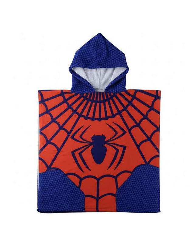 Red Spider-Man hooded poncho towel with 55x77 cm size, featuring Spider-Man design, perfect for bath or swim time.