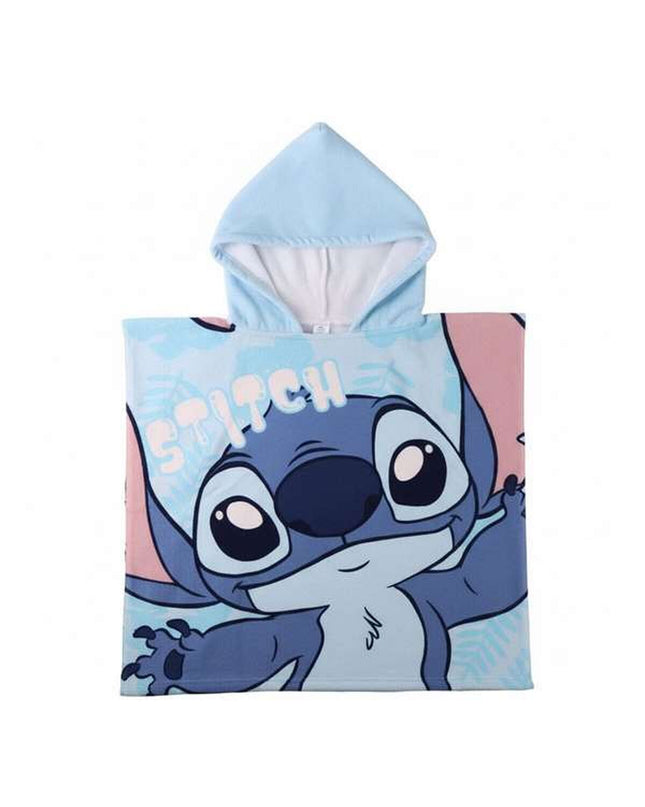 Blue Stitch hooded poncho towel with 55x77 cm size, ideal for home, bath, or kitchen use, featuring stitched design.