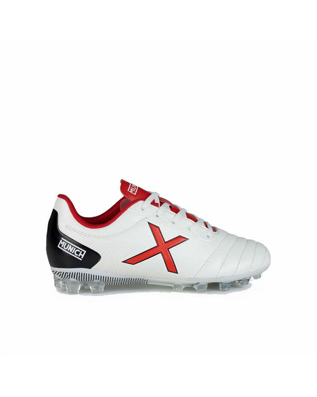 Kids' Munich Voetbalschoenen Arenga Kid 305 for outdoor soccer, featuring black and orange design with synthetic upper.