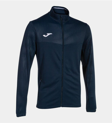 Joma Sport Montreal men's sports jacket in black with white accents, designed for outdoor and active wear.