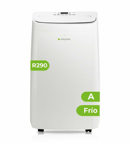 Aspes AAAP1200F A portable air conditioner for home and kitchen use, shown in a modern living space.