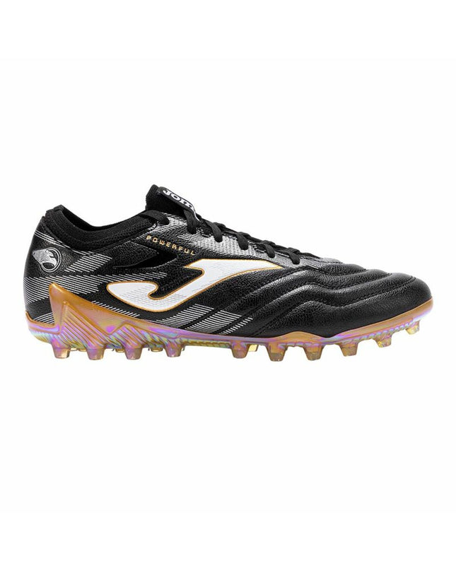 Black Joma Sport Powerful Cup adult football shoes for outdoor soccer, featuring lightweight design and durable outsole.