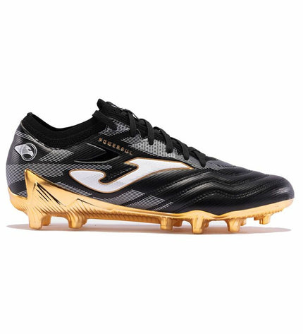 Black Joma Sport Powerful Cup adult soccer cleats for outdoor football, featuring a sleek design and durable outsole.