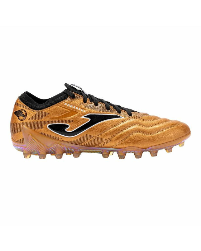 Black Joma Sport Powerful Cup adult football shoes for outdoor soccer, featuring a sleek design and durable sole.
