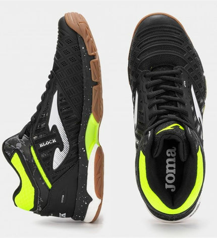 Joma Sport men's tennis shoes V.Blok 2401, black and white sports footwear designed for outdoor tennis play.