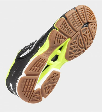 Yellow and black Joma Sport men's tennis shoes with breathable mesh and sturdy soles, designed for outdoor tennis play.