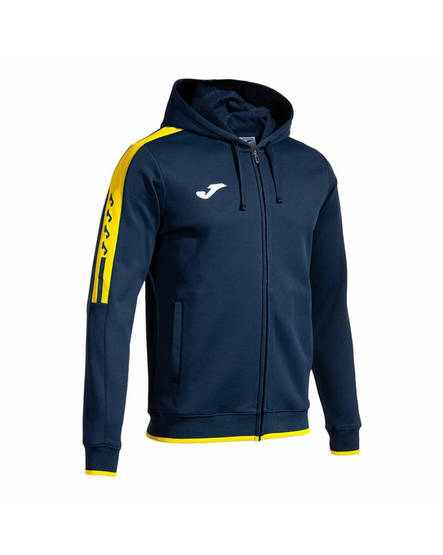Joma Sport Olimpiada men's sports jacket in black with white accents, suitable for outdoor activities and sports.