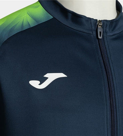 Joma Sport heren sportjas in marineblauw met limoen groen details, sportkleding voor outdoor en actieve wear.