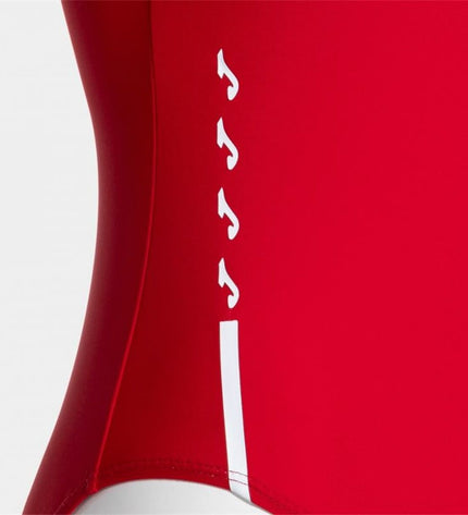 Joma Sport Damenbadpak Shark III in rood, sporty women's swimwear for watersports, with sleek design and comfortable fit.