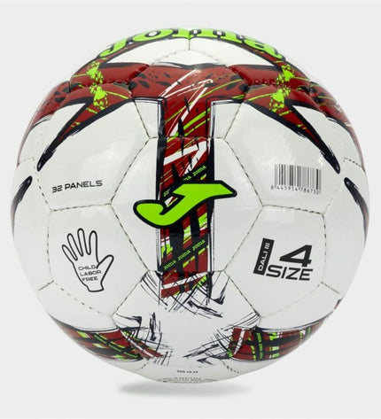 White Joma Sport Dali III soccer ball, size 5, designed for outdoor football, with a textured surface and brand logo visible.