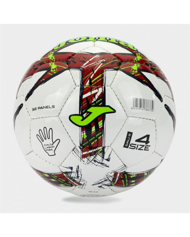 White Joma Sport Dali III soccer ball, size 5, designed for outdoor football, with a textured surface and brand logo visible.