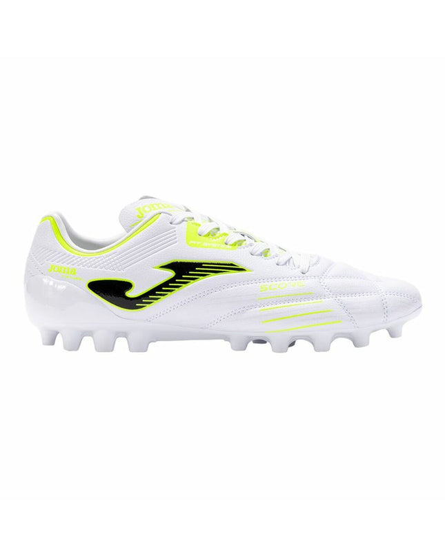 White Joma Sport Score 2402 adult football shoes for outdoor soccer, featuring a sleek design and durable sole.