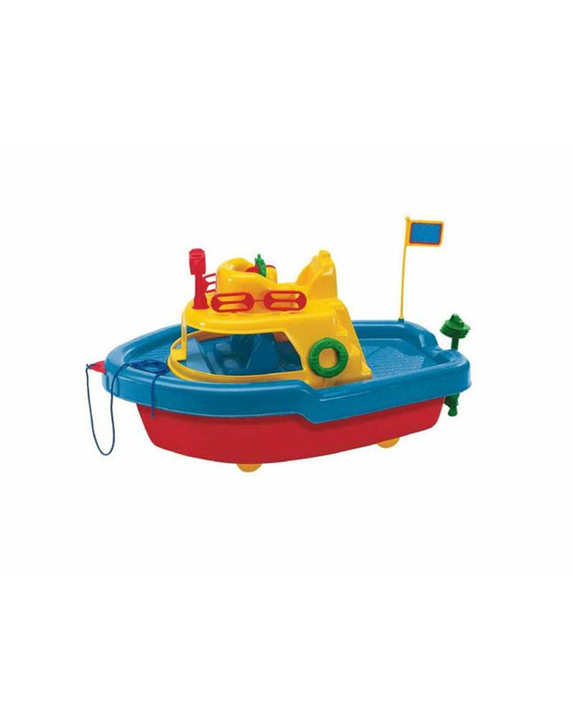 AVC toy boat measuring 50 x 27.5 x 24.5 cm, suitable for outdoor play and water activities, shown in the image.