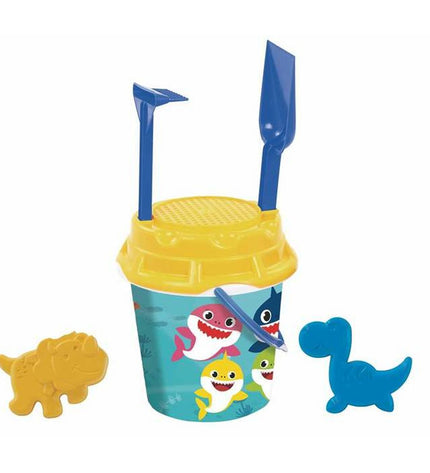 AVC shark-shaped toy set with six pieces, 18 cm in diameter, suitable for outdoor play and imaginative games.