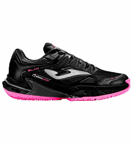 Black Joma Sport Slam 2401 adult padel tennis shoes showing sporty design and breathable material for outdoor play.