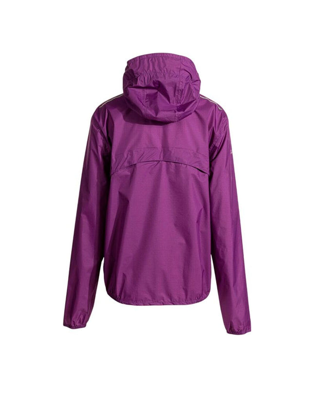 Purple Joma Sport R-City Iconic rain jacket for outdoor activities, shown on a hanger with a hood and waterproof fabric.