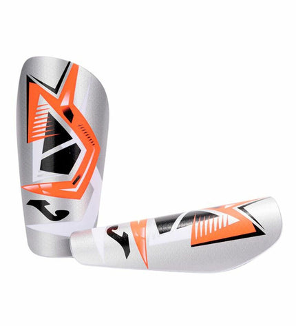 Gray Joma Sport J-Pro football shin guards with protective padding and adjustable straps for sports and outdoor use.