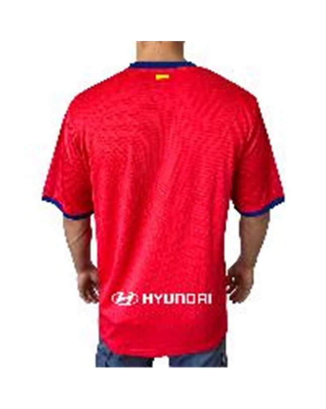 Atlético Madrid official home football jersey for men, short-sleeve, vibrant red with blue and white details, sportswear for soccer.