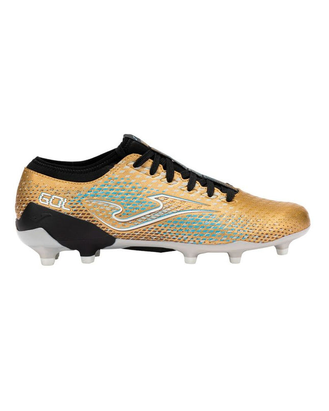 Gold Joma Sport football cleats for adults, designed for outdoor soccer, with a sleek sporty look.