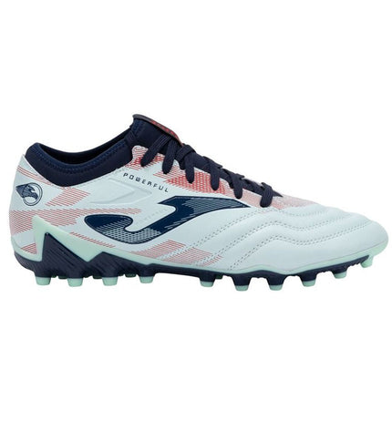 Adult Joma Sport Powerful 2527 white soccer cleats for outdoor football, featuring a sleek design and durable sole.