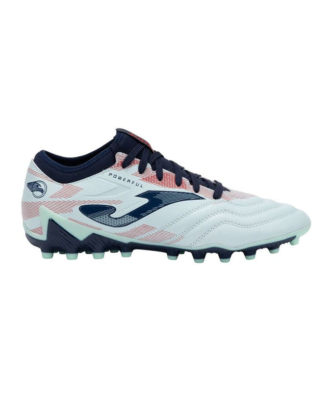 Adult Joma Sport Powerful 2527 white soccer cleats for outdoor football, featuring a sleek design and durable sole.