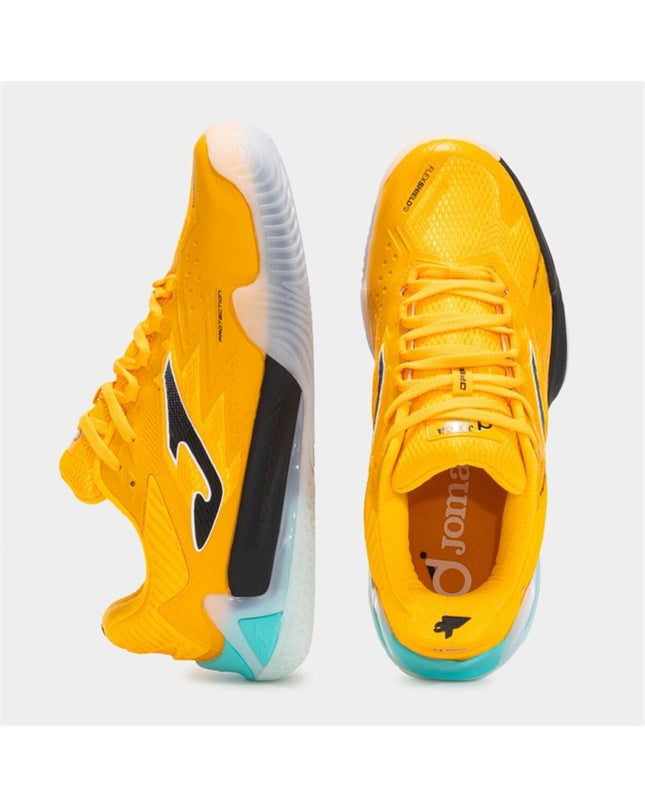 Orange Joma Sport adult padel tennis shoes with breathable mesh and supportive sole, designed for outdoor sports and active play.