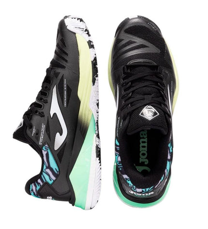 Black Joma Sport Spin 2501 adult padel tennis shoes with supportive design and breathable material for outdoor play.